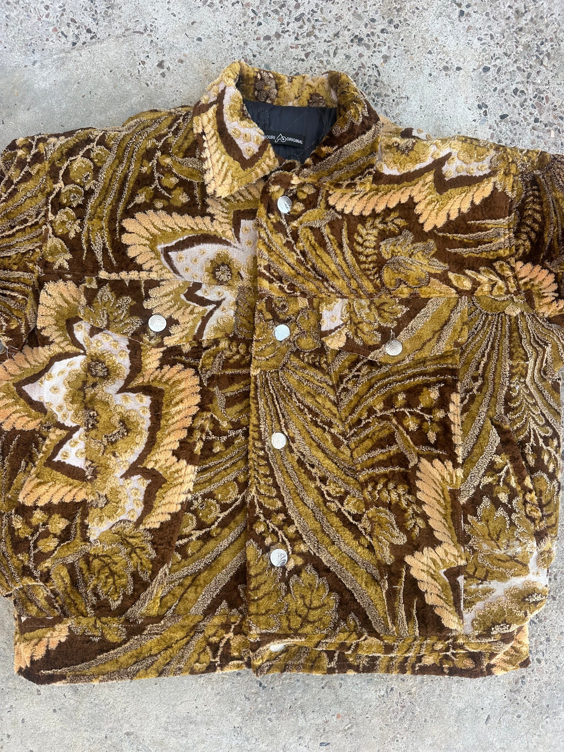 Moroccan hand made Brown and yellow with unique design carpet Jacket UNISEX