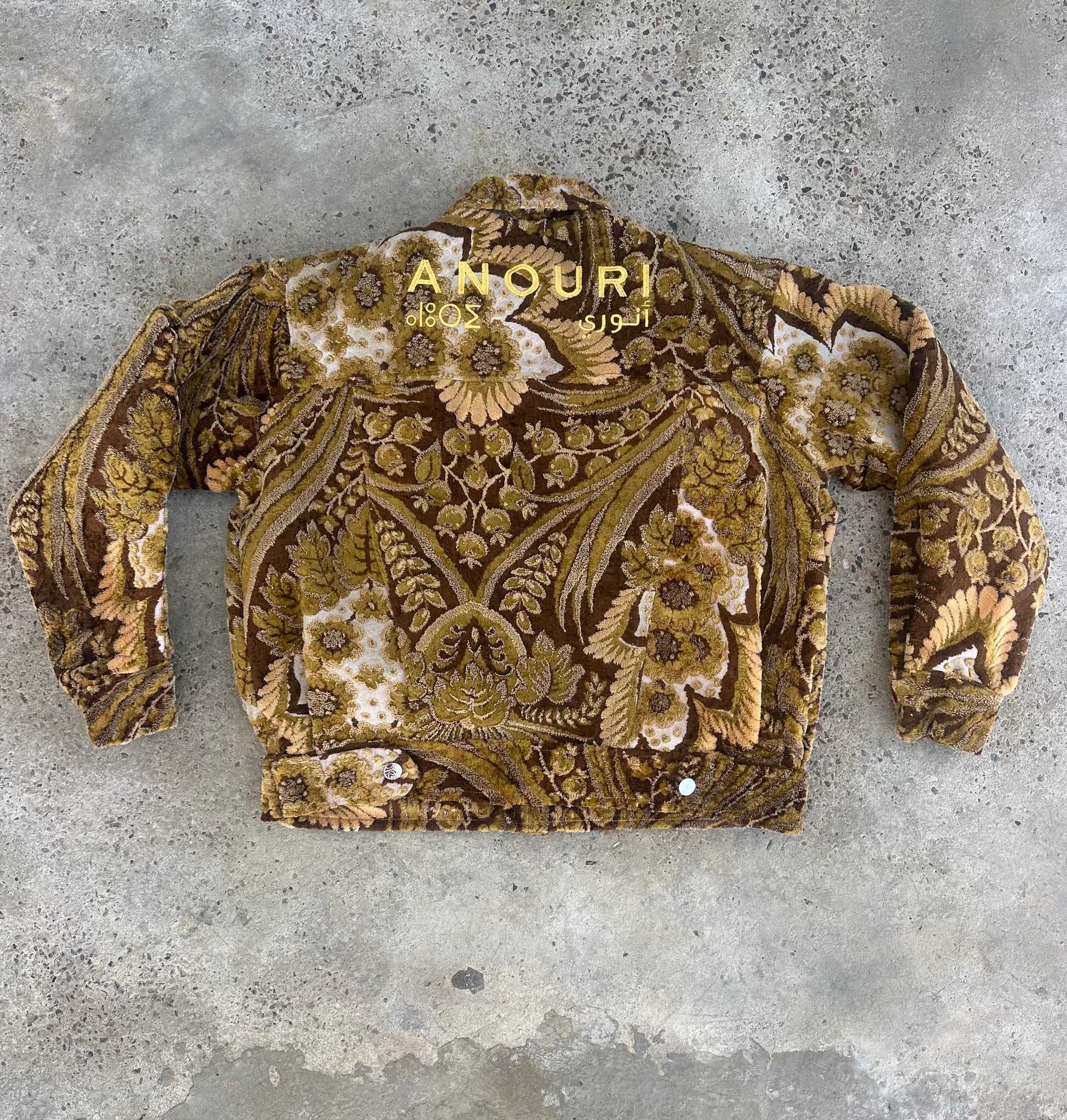 Moroccan hand made Brown and yellow with unique design carpet Jacket UNISEX