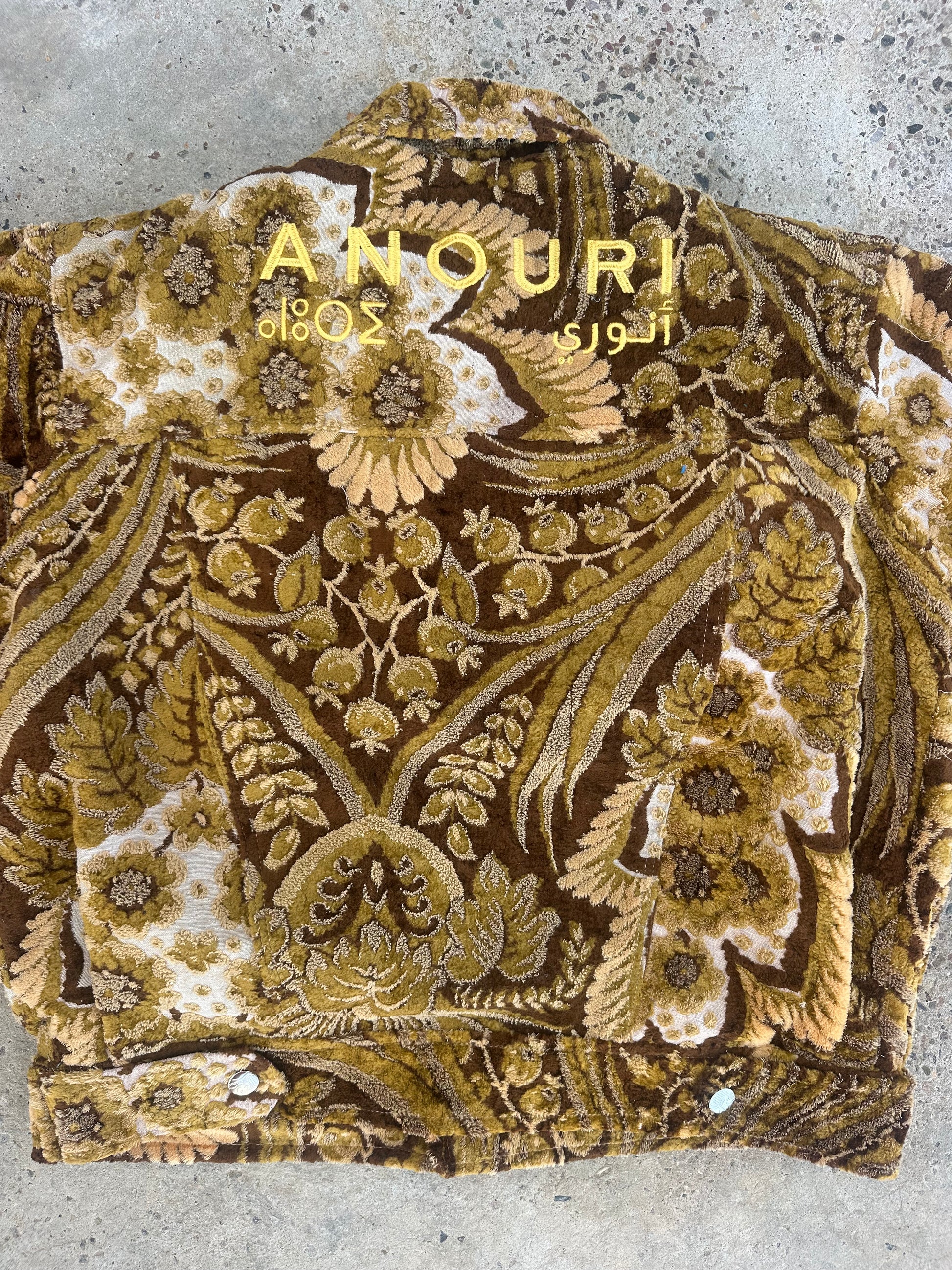 Moroccan hand made Brown and yellow with unique design carpet Jacket UNISEX