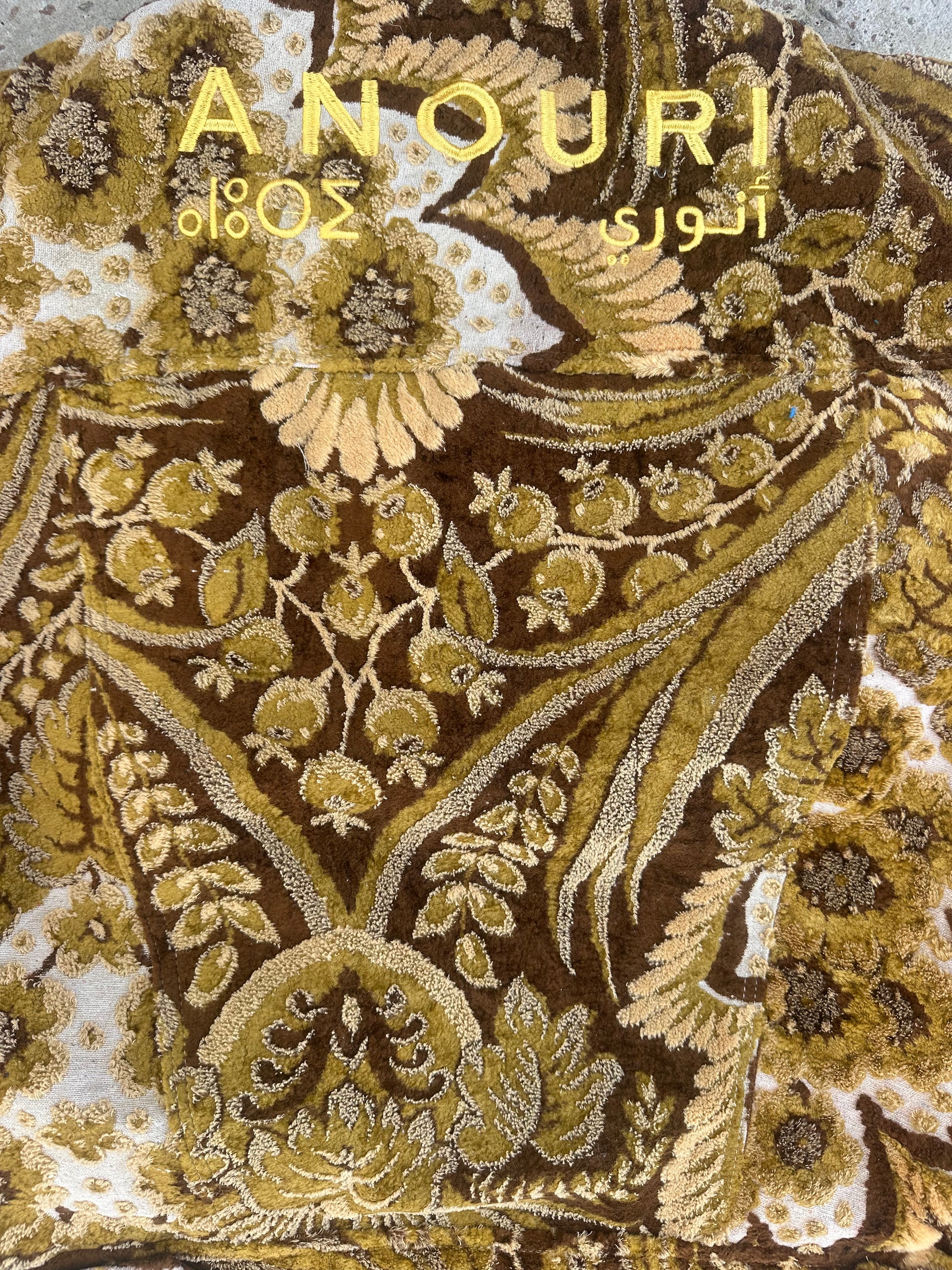 Moroccan hand made Brown and yellow with unique design carpet Jacket UNISEX