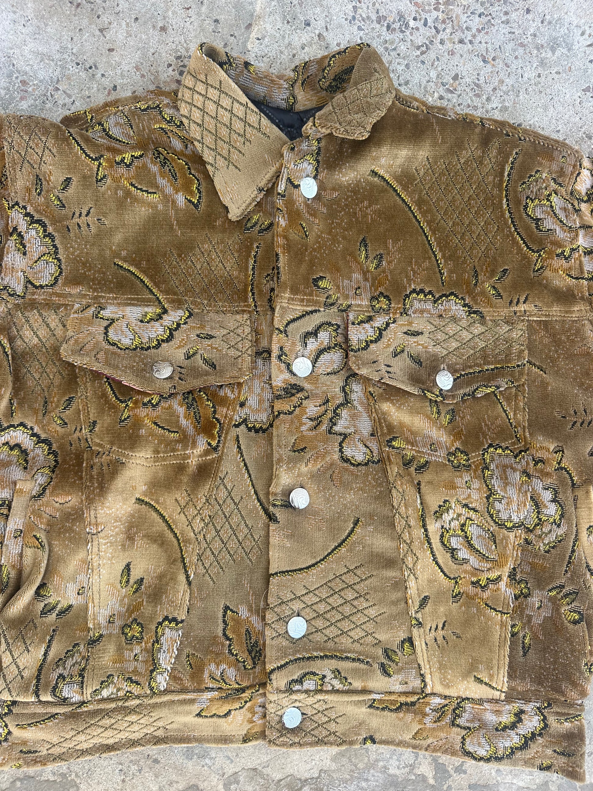 Moroccan hand made Yellow with unique design carpet Jacket UNISEX