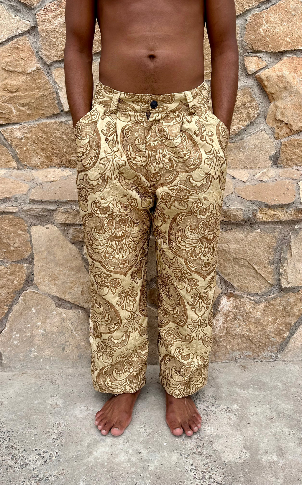 Anouris Original PANT with wide legs yellow print “Carpet” UNISEX
