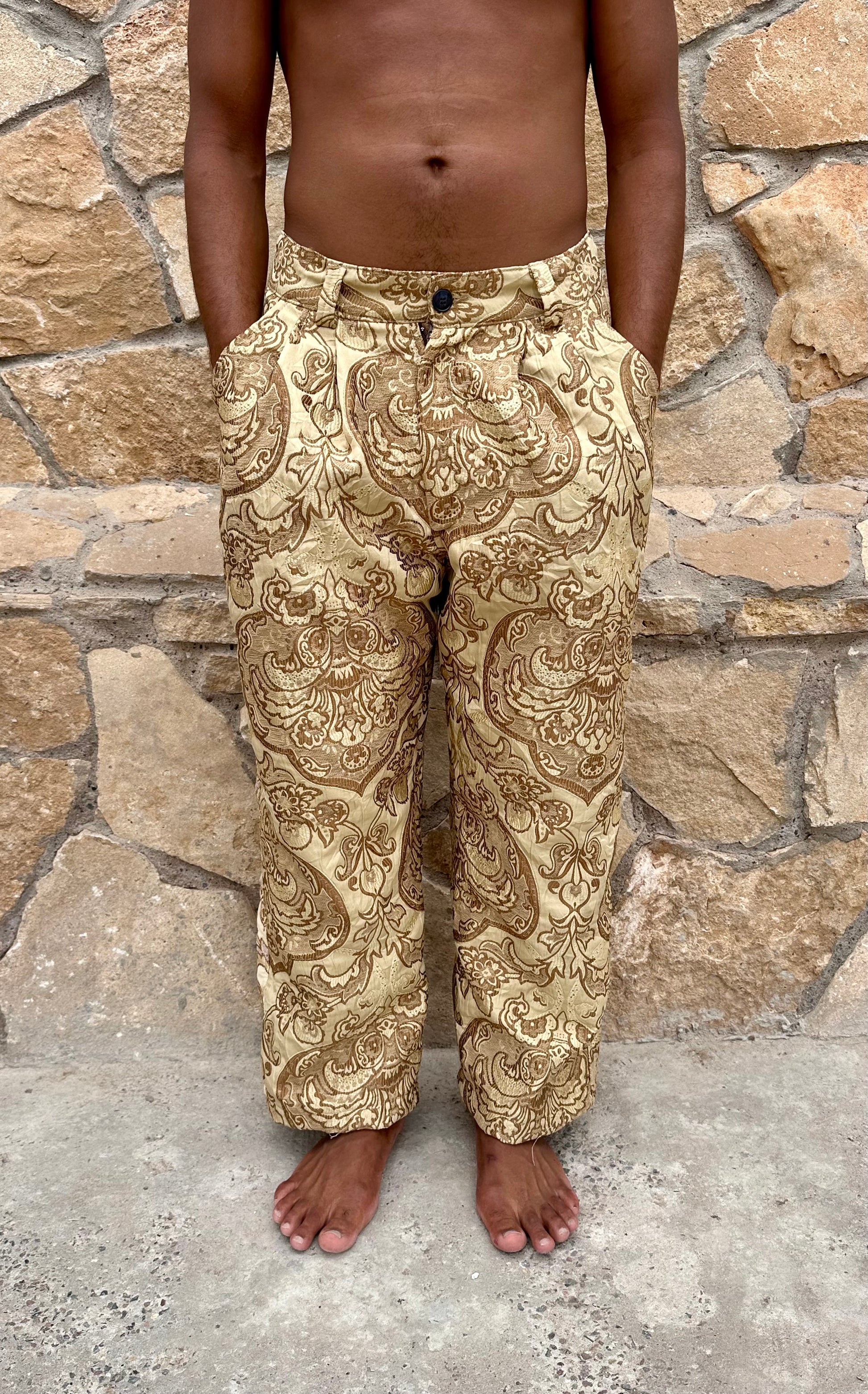 Anouris Original PANT with wide legs yellow print “Carpet” UNISEX