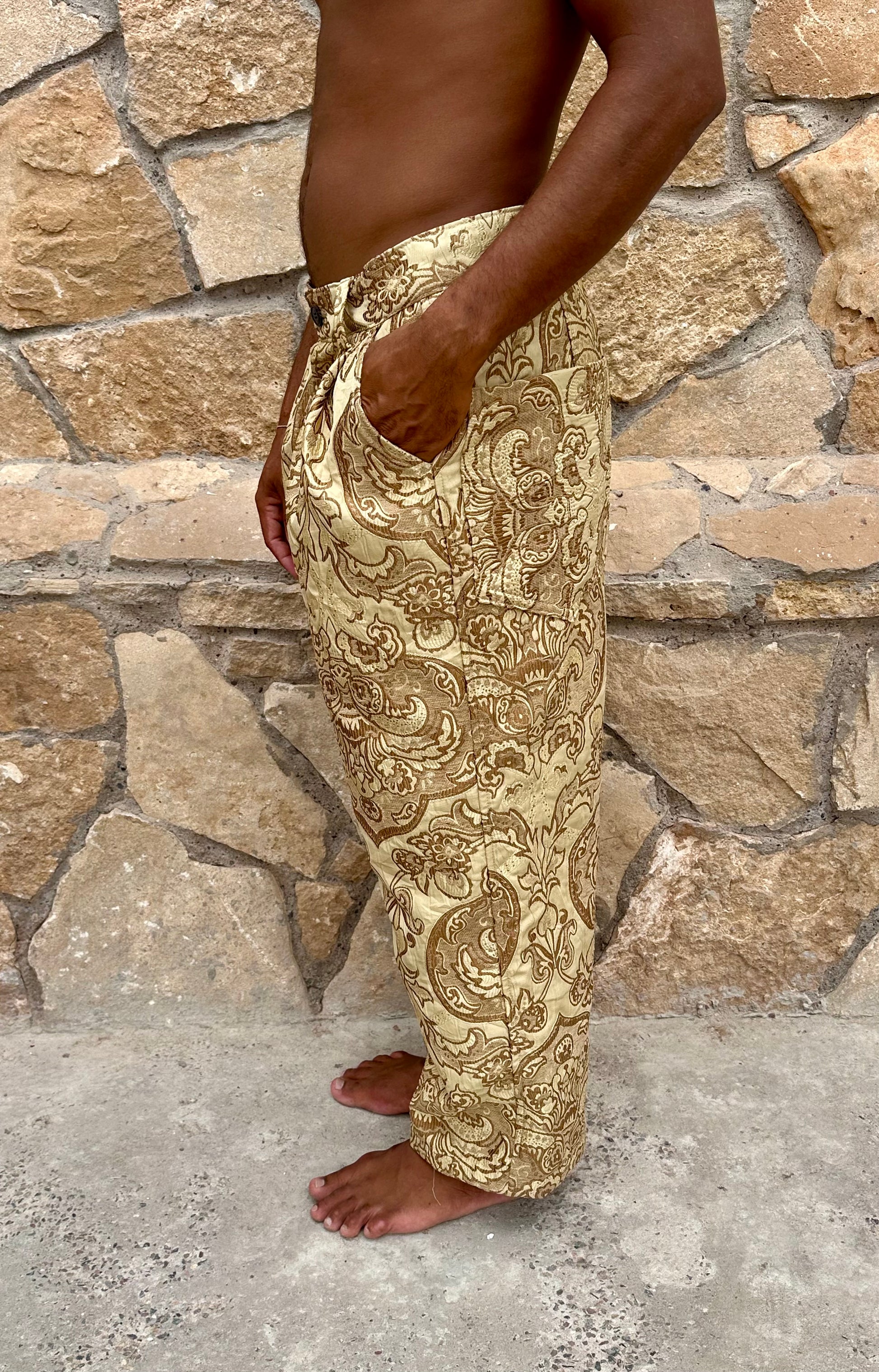 Anouris Original PANT with wide legs yellow print “Carpet” UNISEX