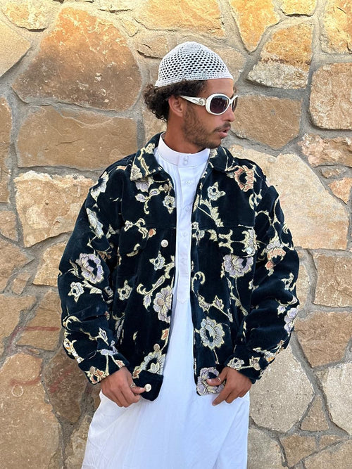 Moroccan hand made Blue carpet Jacket UNISEX