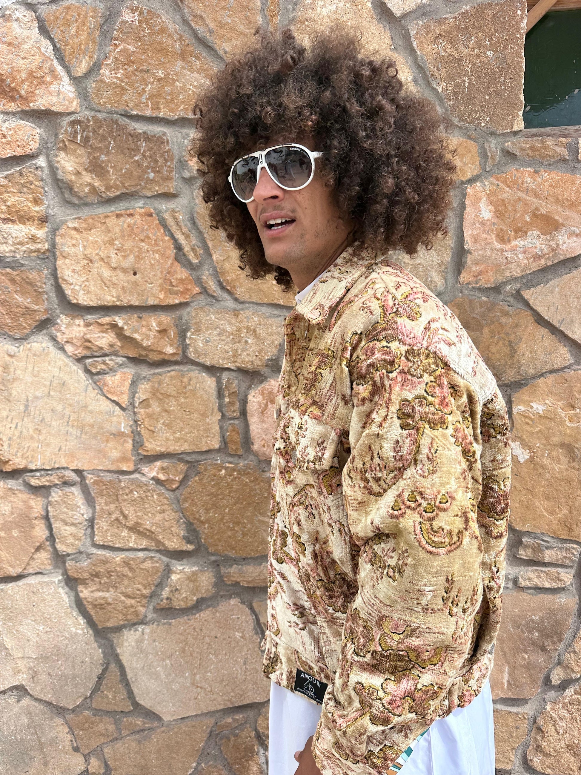 Moroccan hand made yellow with unique design carpet Jacket UNISEX