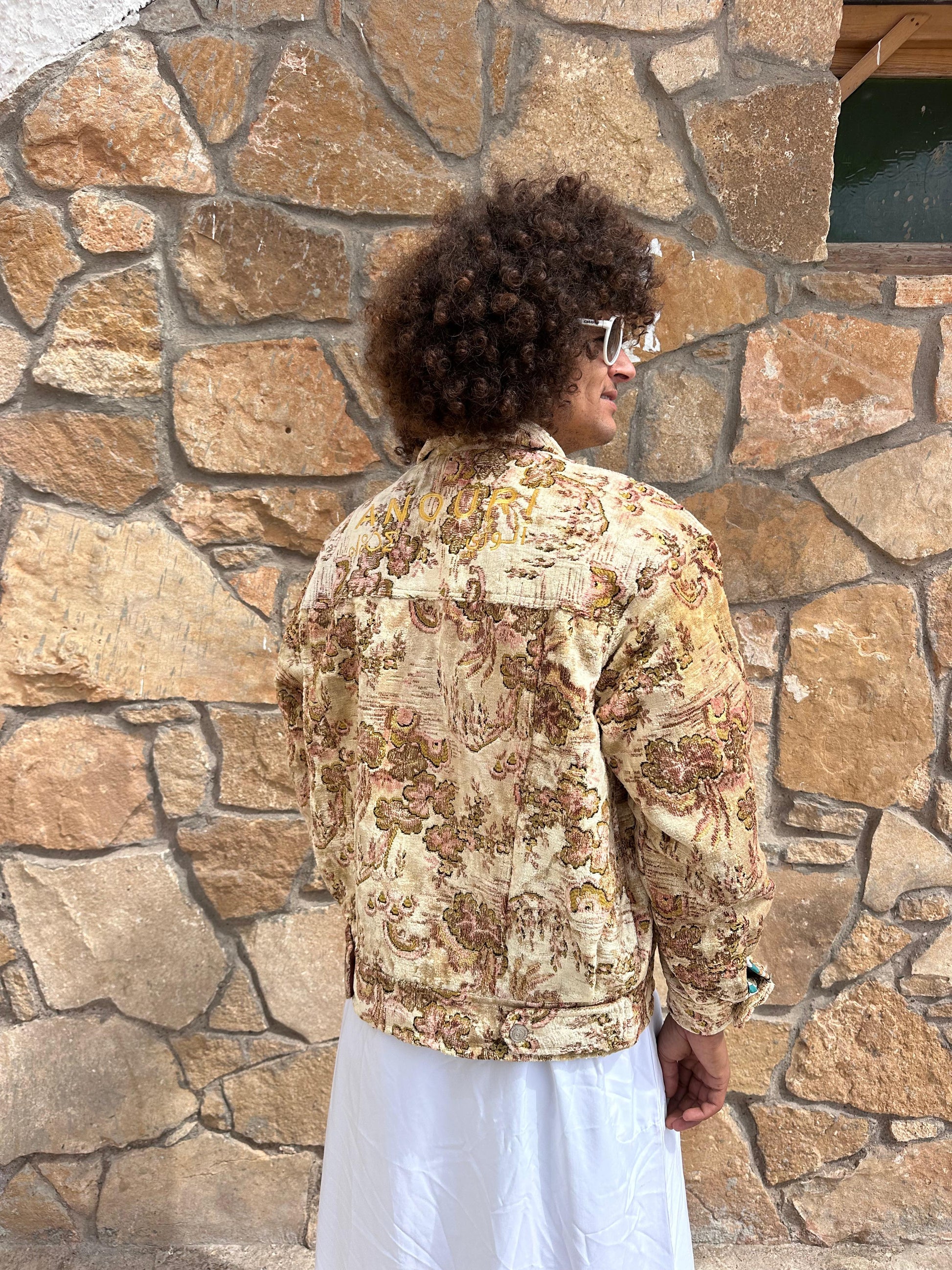 Moroccan hand made yellow with unique design carpet Jacket UNISEX