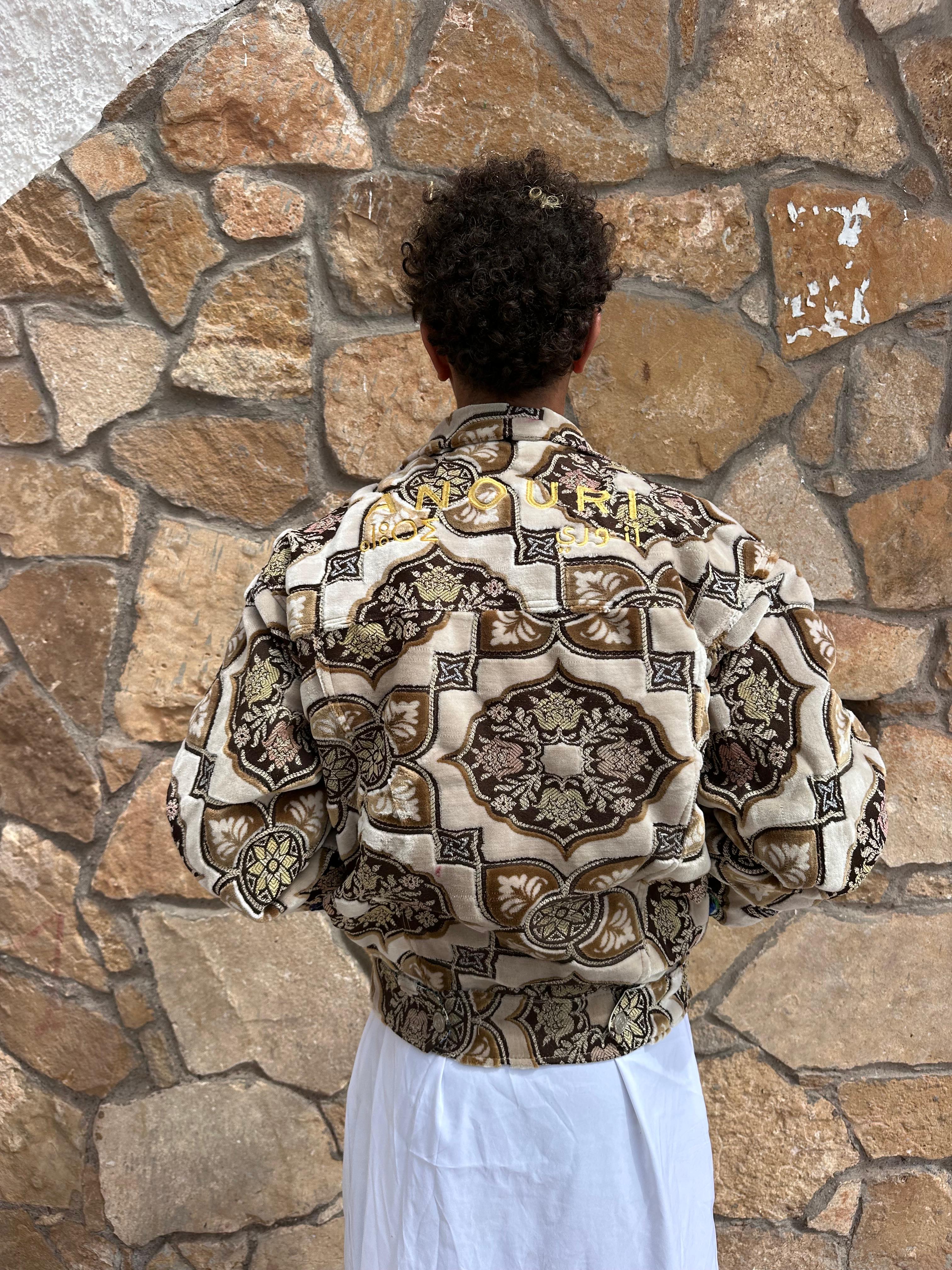 Moroccan hand made brown with unique design carpet Jacket UNISEX
