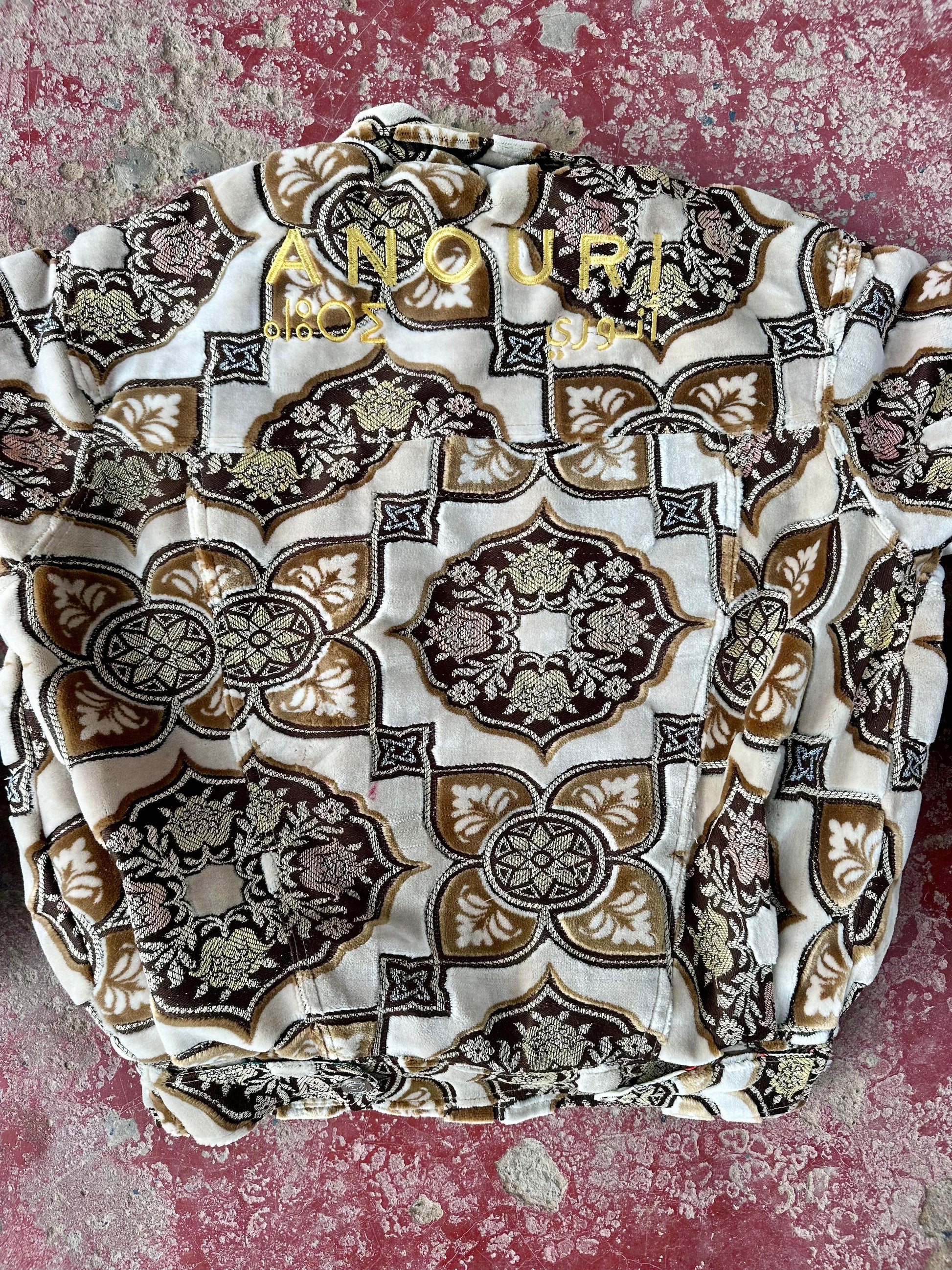 Moroccan hand made brown with unique design carpet Jacket UNISEX