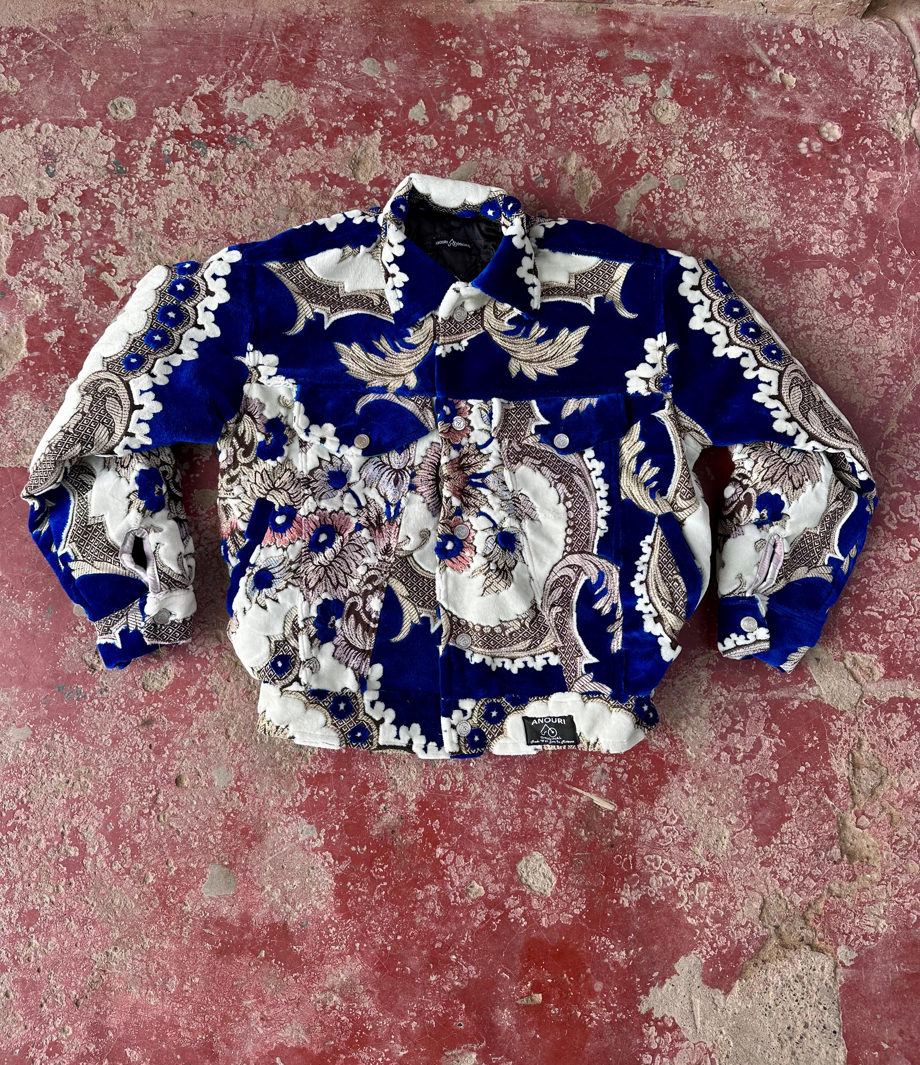 Moroccan hand made blue with unique design carpet Jacket UNISEX