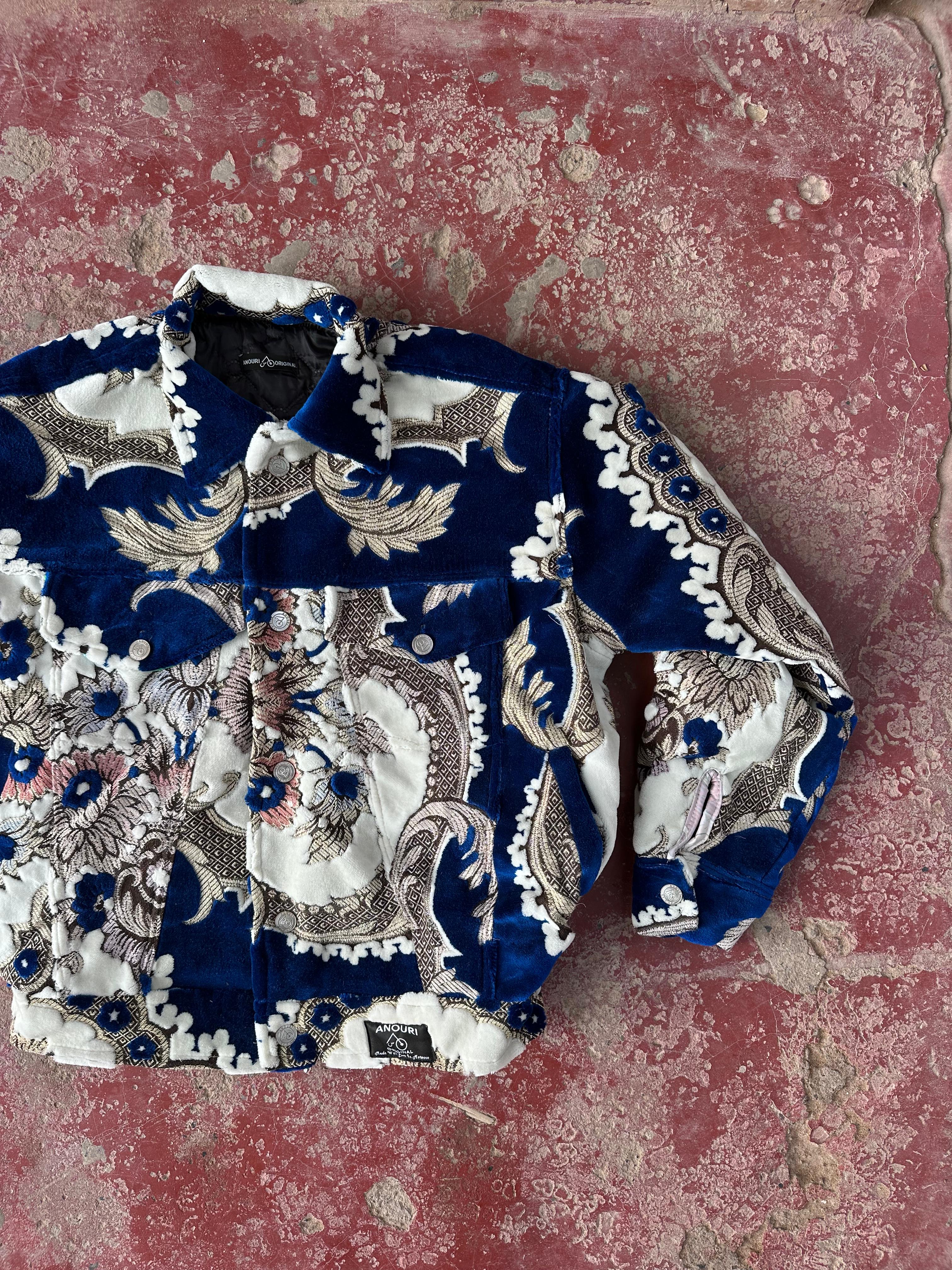 Moroccan hand made blue with unique design carpet Jacket UNISEX