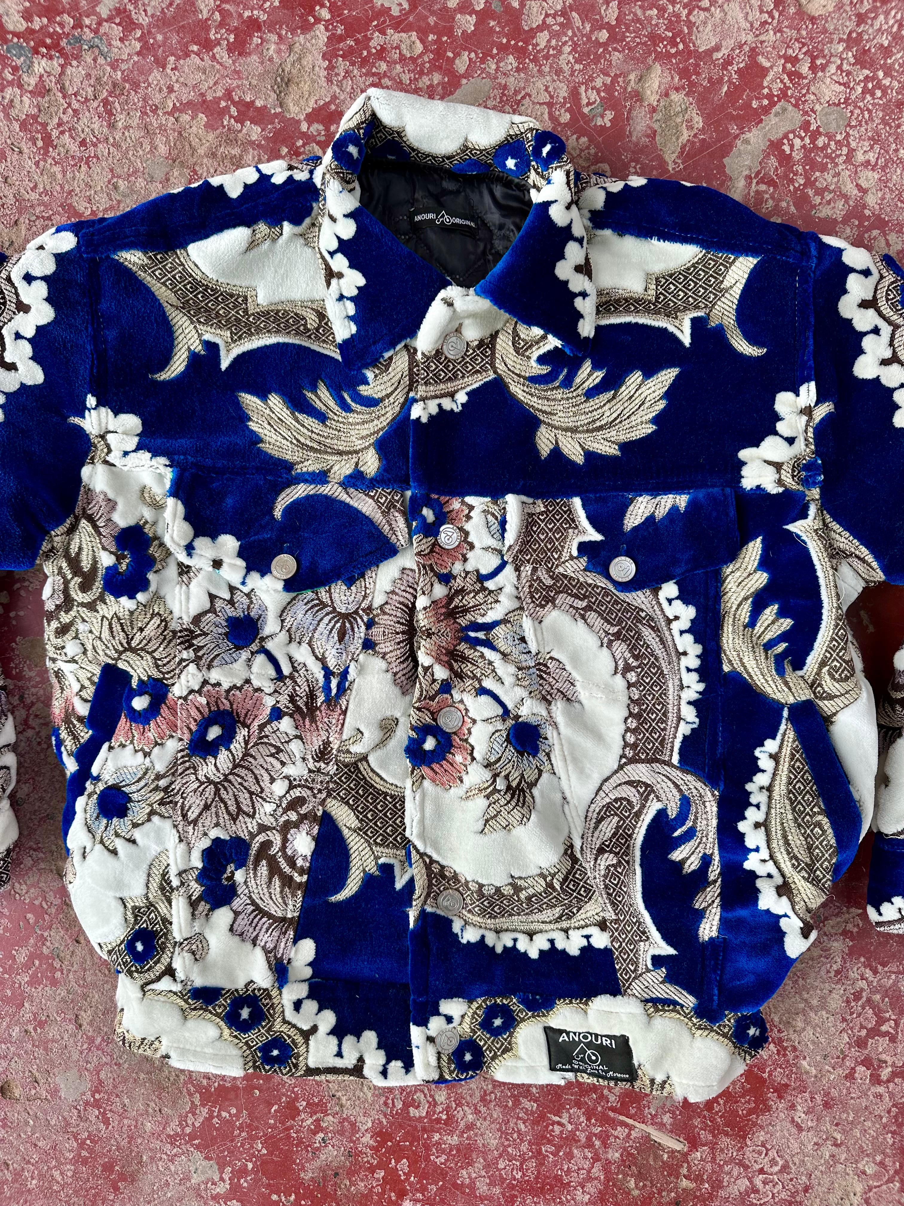 Moroccan hand made blue with unique design carpet Jacket UNISEX