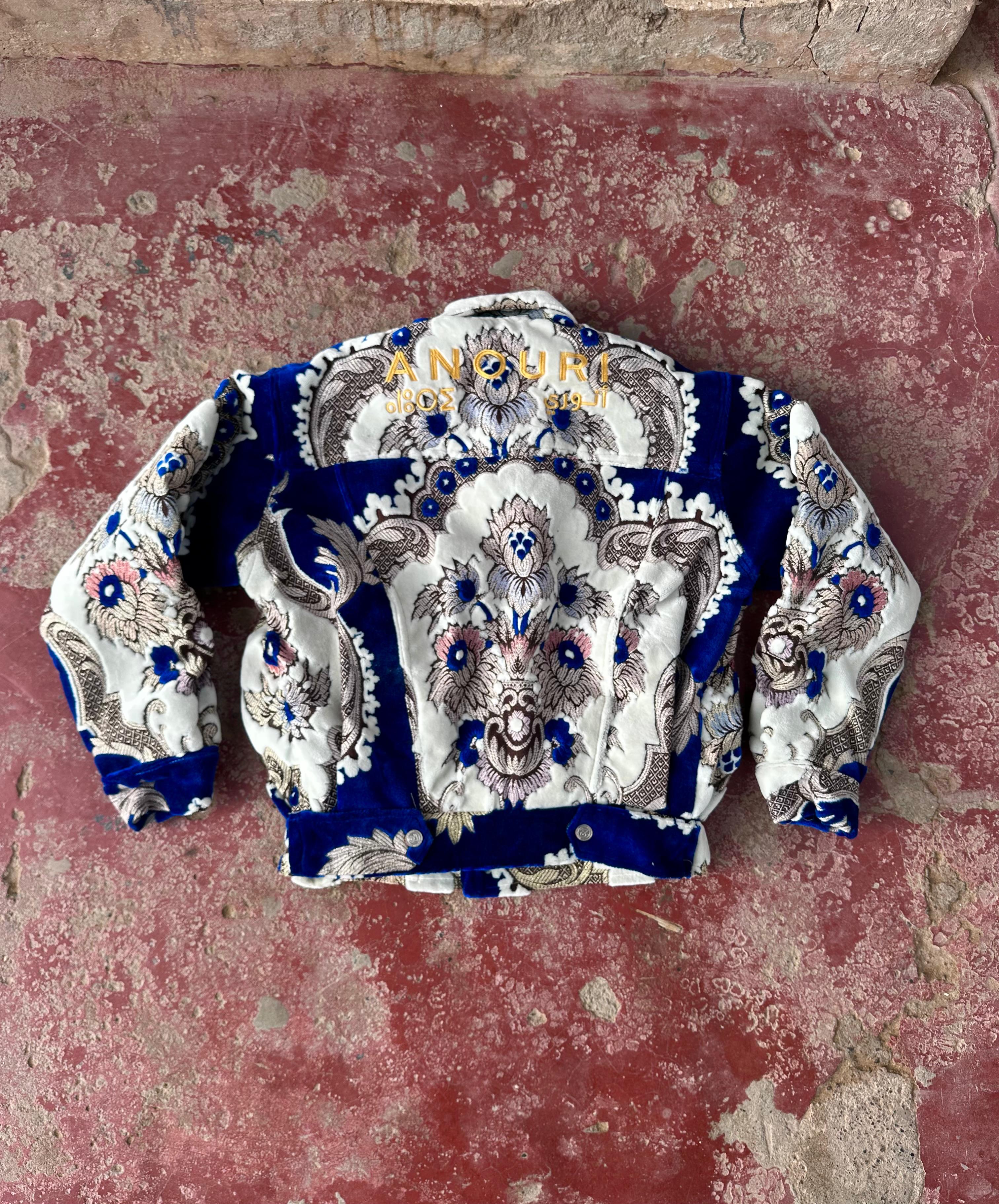 Moroccan hand made blue with unique design carpet Jacket UNISEX