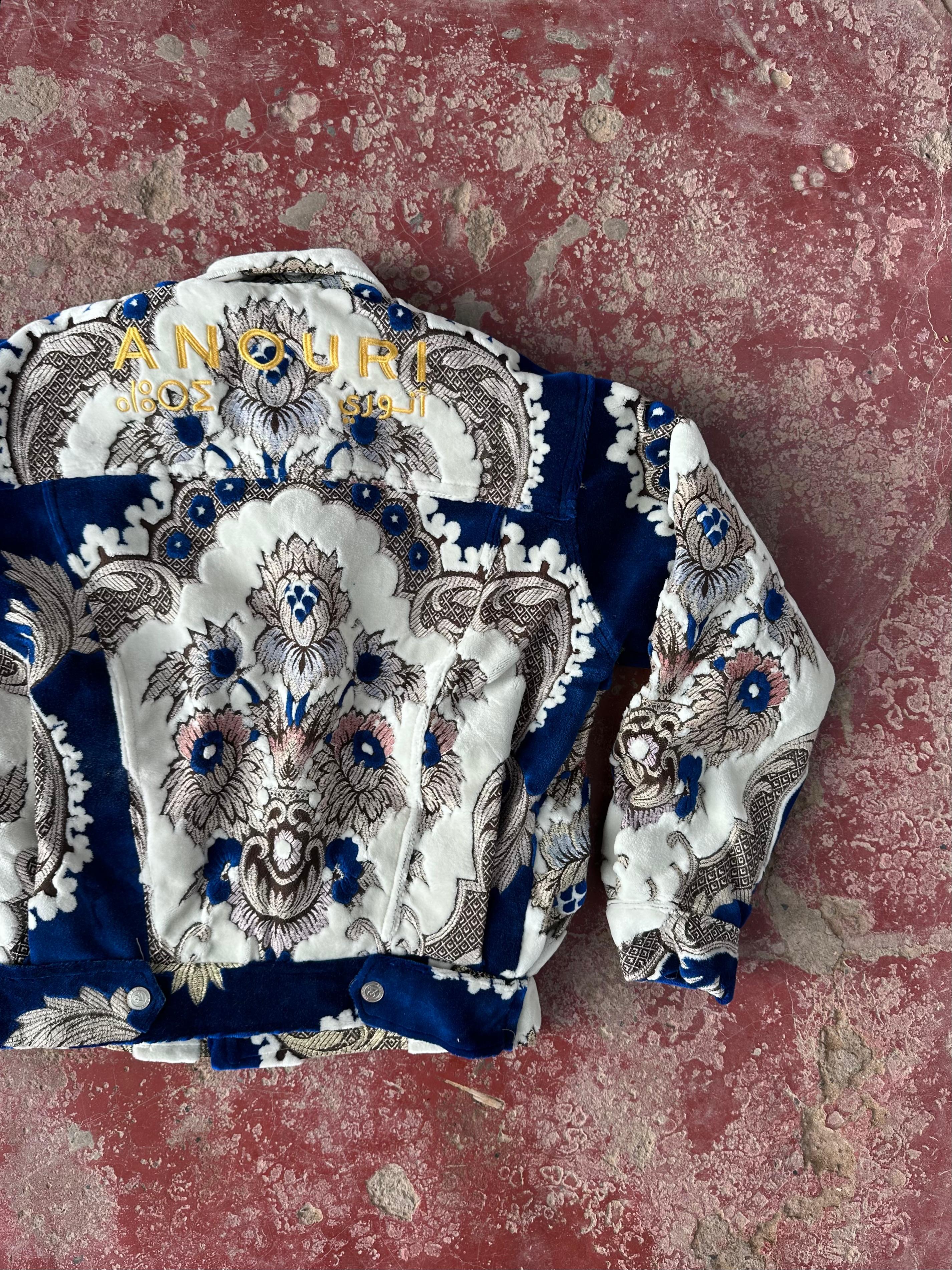 Moroccan hand made blue with unique design carpet Jacket UNISEX