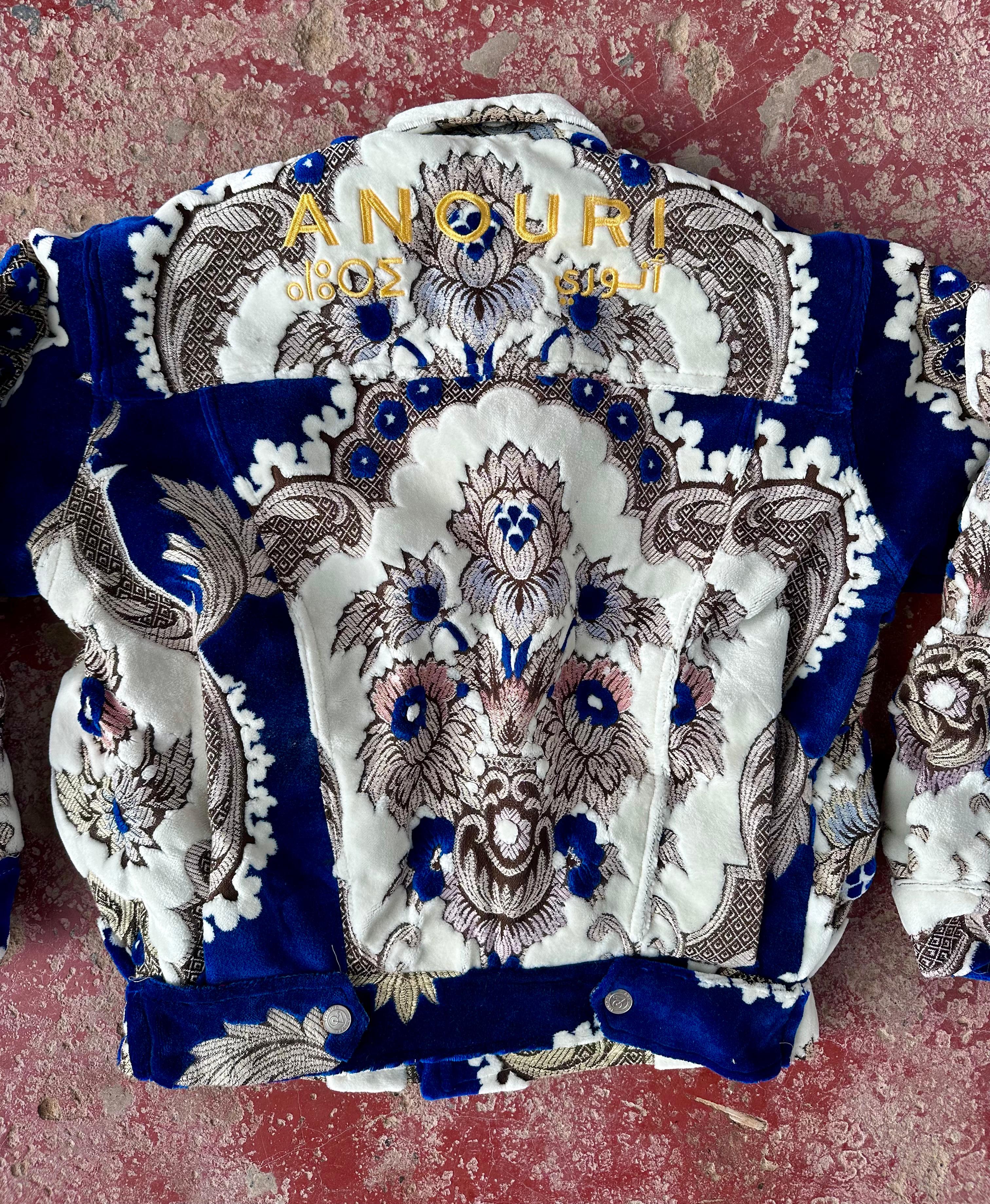 Moroccan hand made blue with unique design carpet Jacket UNISEX