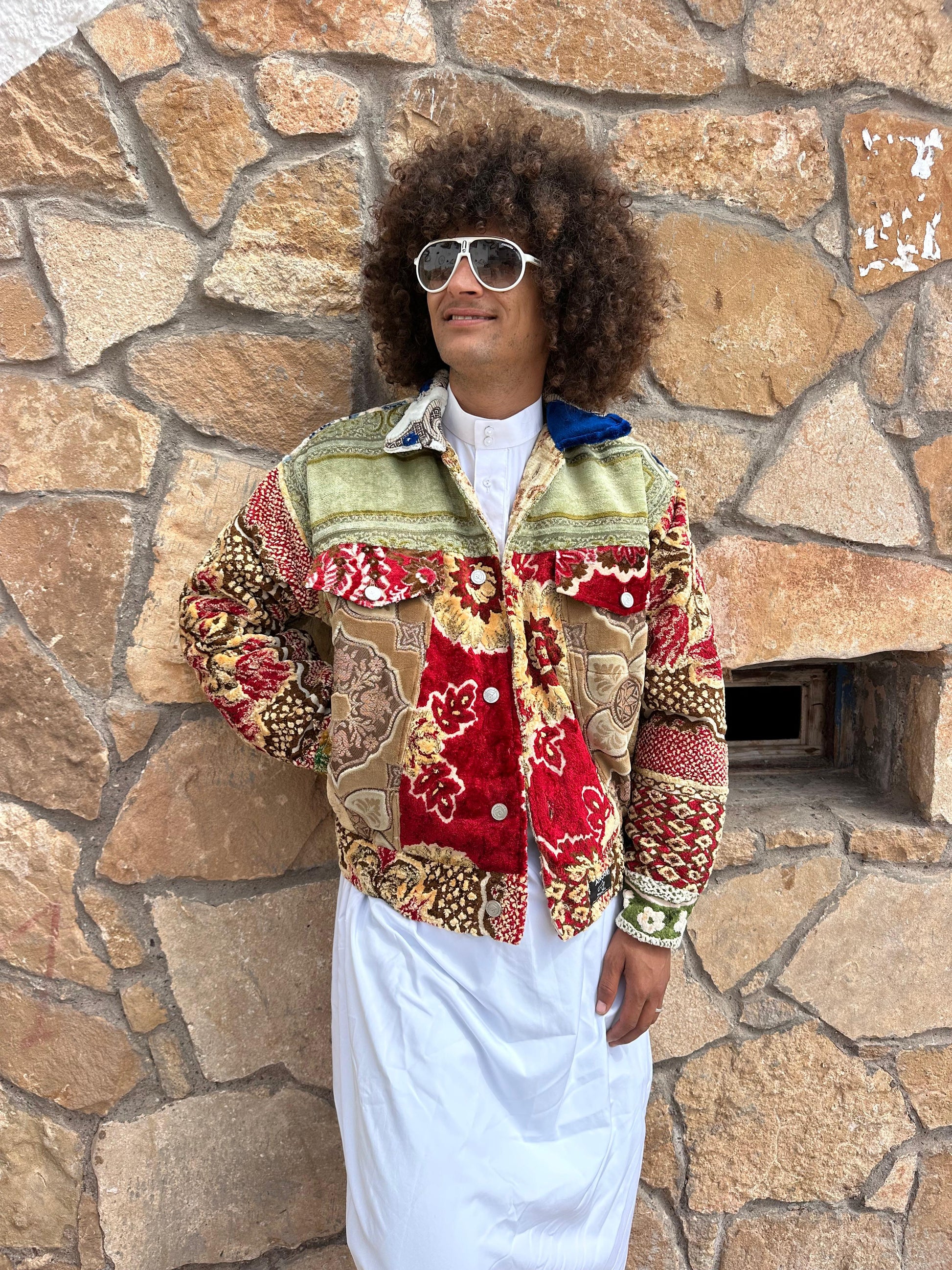 Moroccan hand made patchwork with unique design carpet Jacket UNISEX