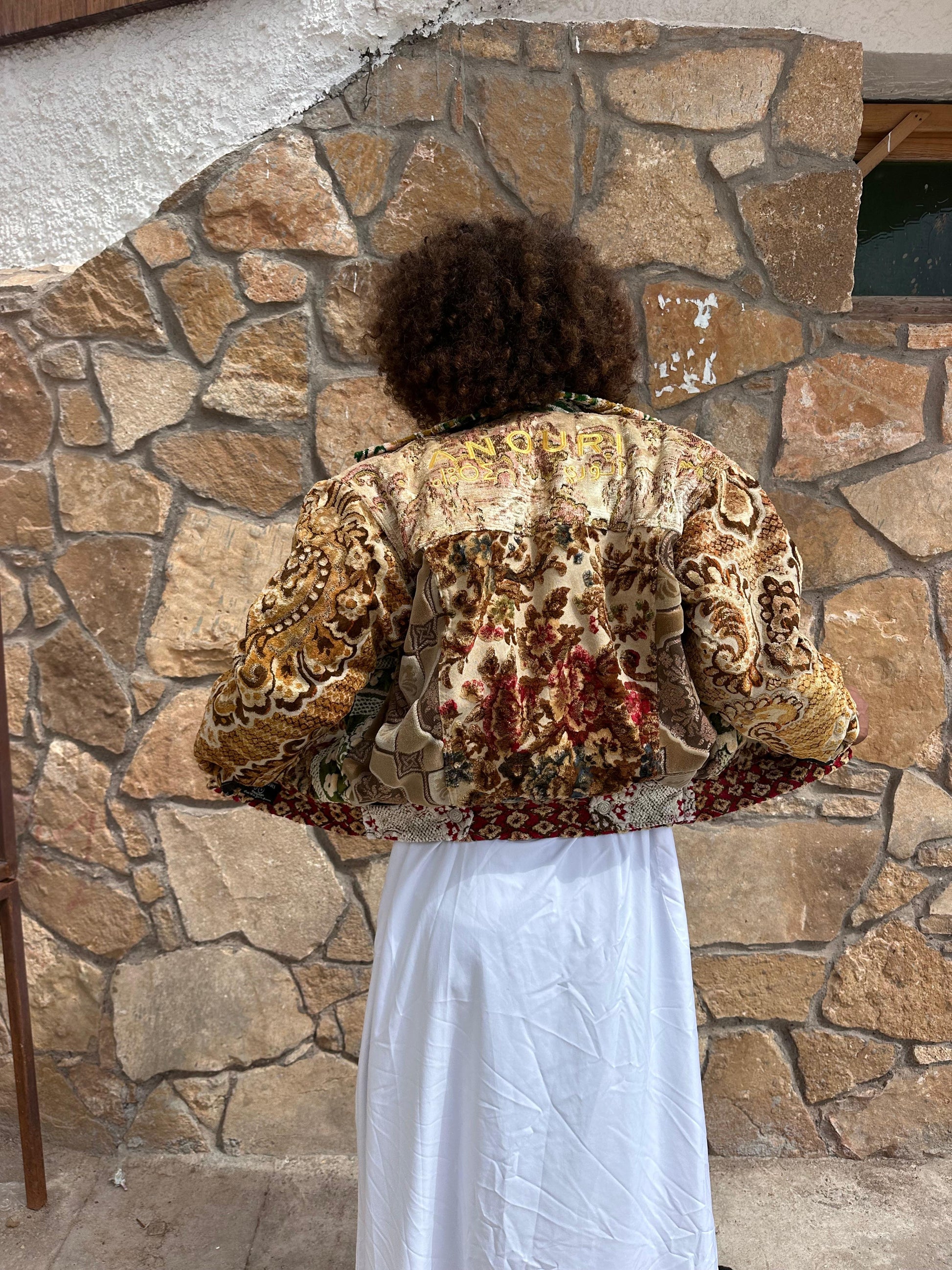 Moroccan hand made patchwork 2 with unique design carpet Jacket UNISEX