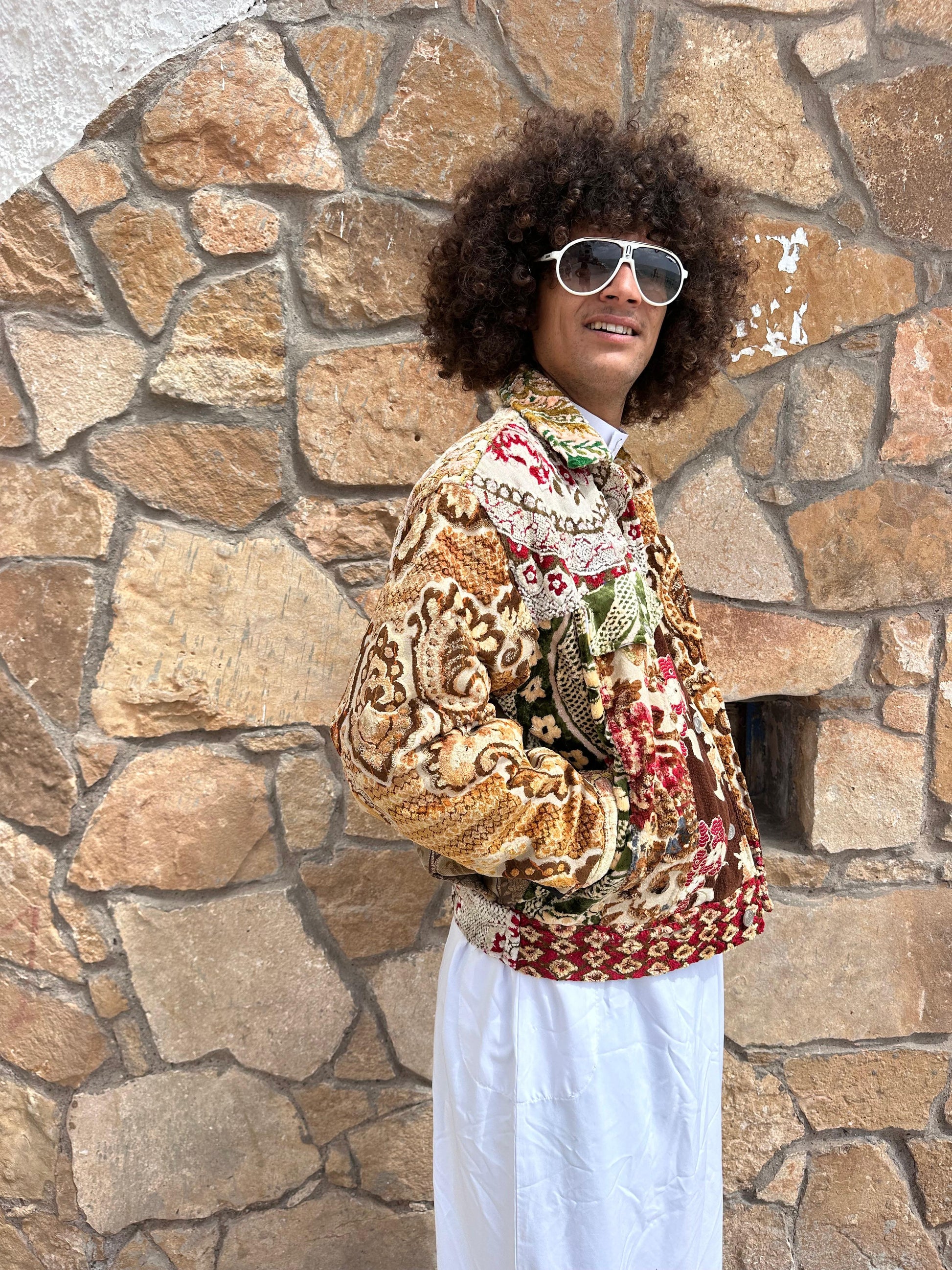 Moroccan hand made patchwork 2 with unique design carpet Jacket UNISEX