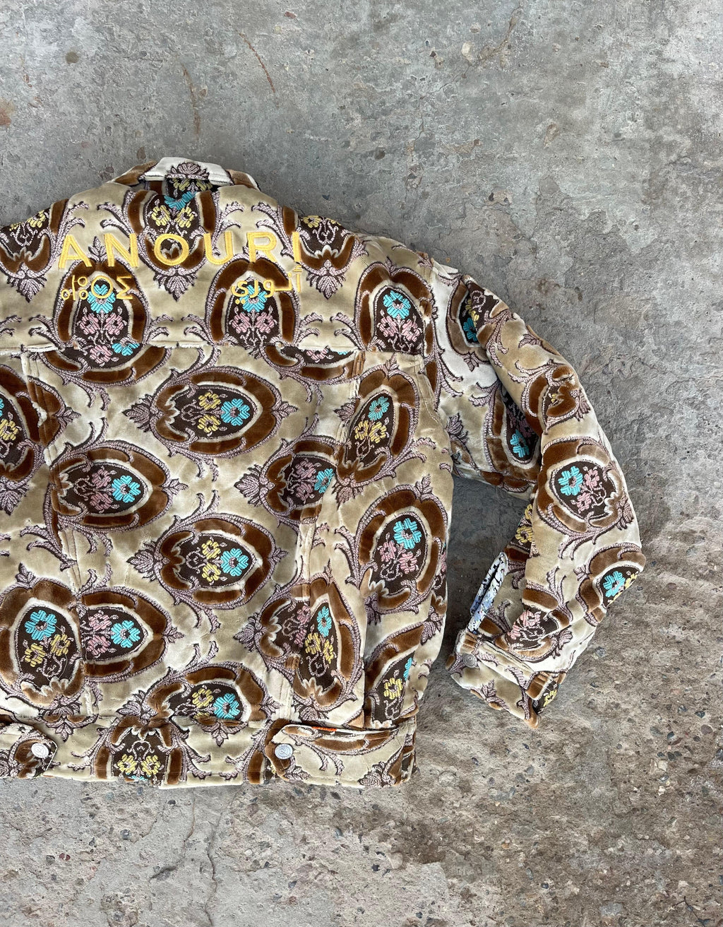 Moroccan hand made yellow and brown with unique design carpet Jacket UNISEX