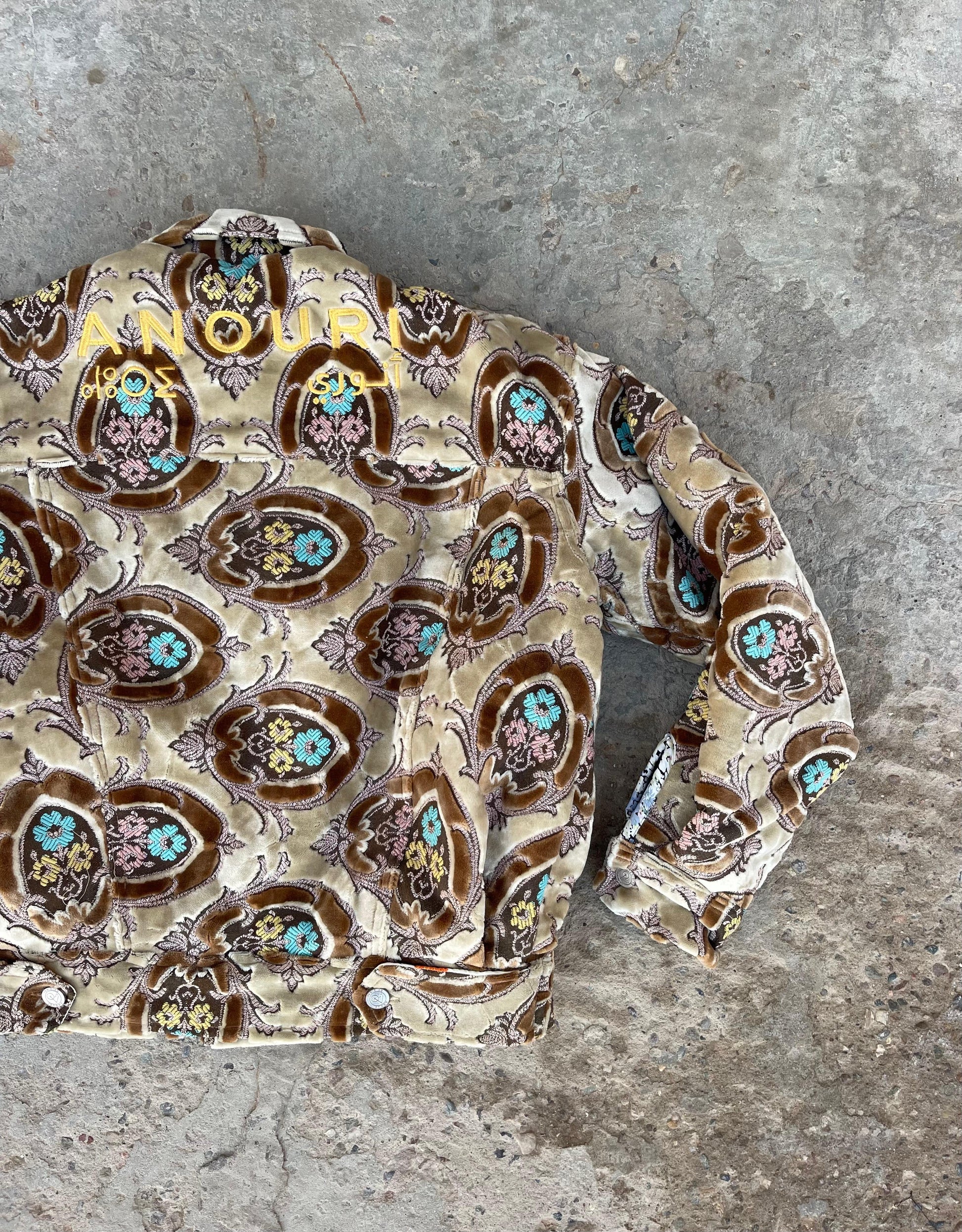 Moroccan hand made yellow and brown with unique design carpet Jacket UNISEX