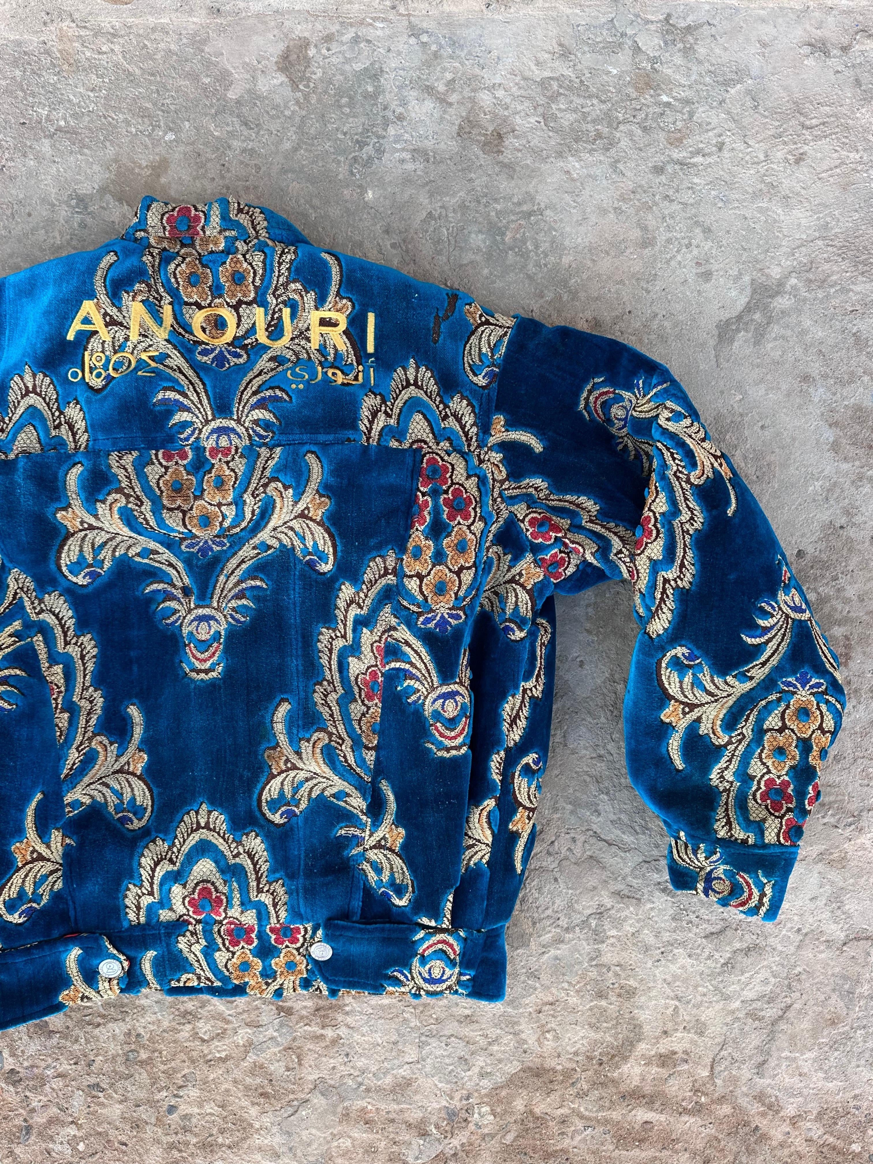 Moroccan hand made blue with unique design carpet Jacket UNISEX