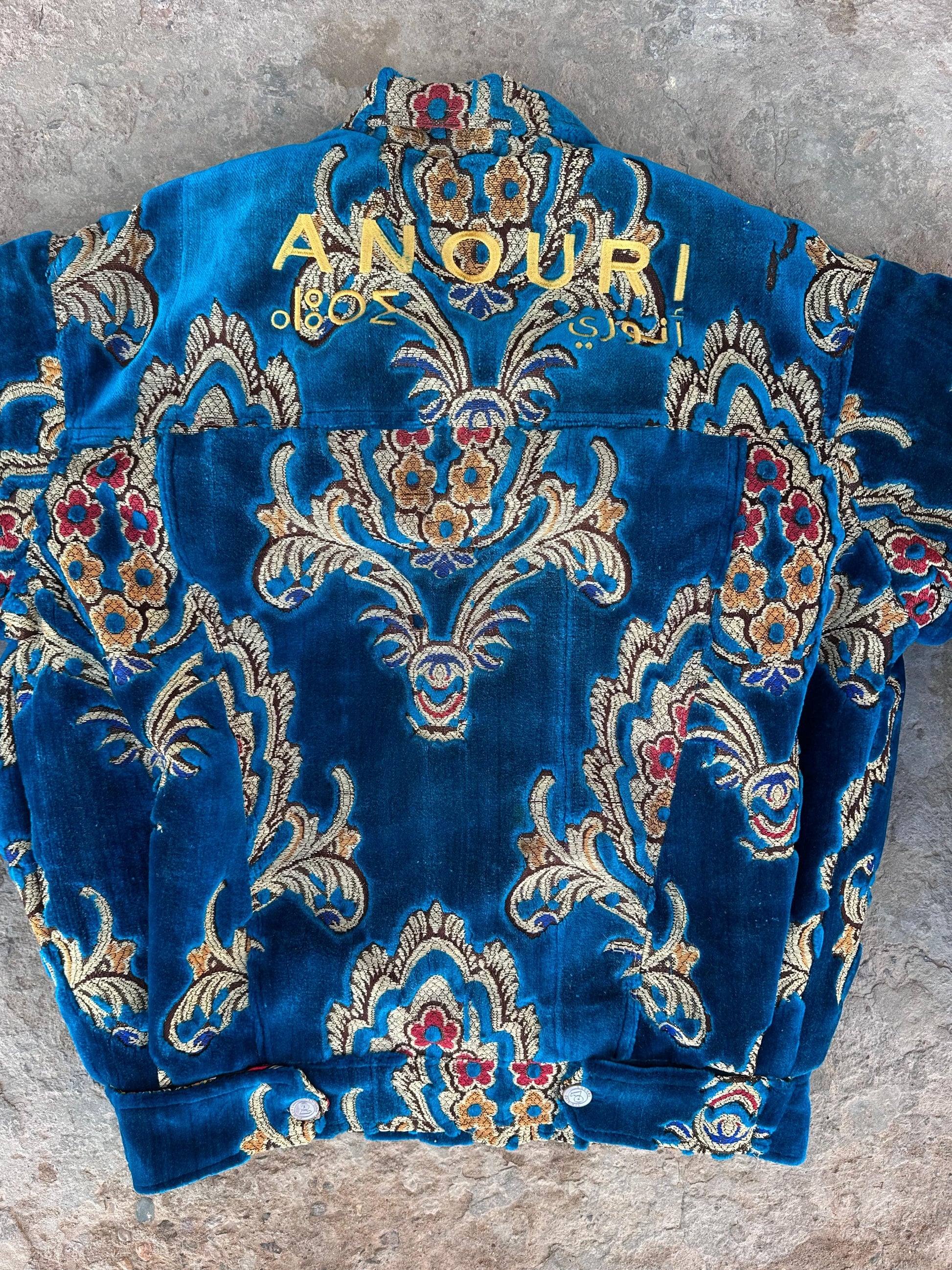 Moroccan hand made blue with unique design carpet Jacket UNISEX