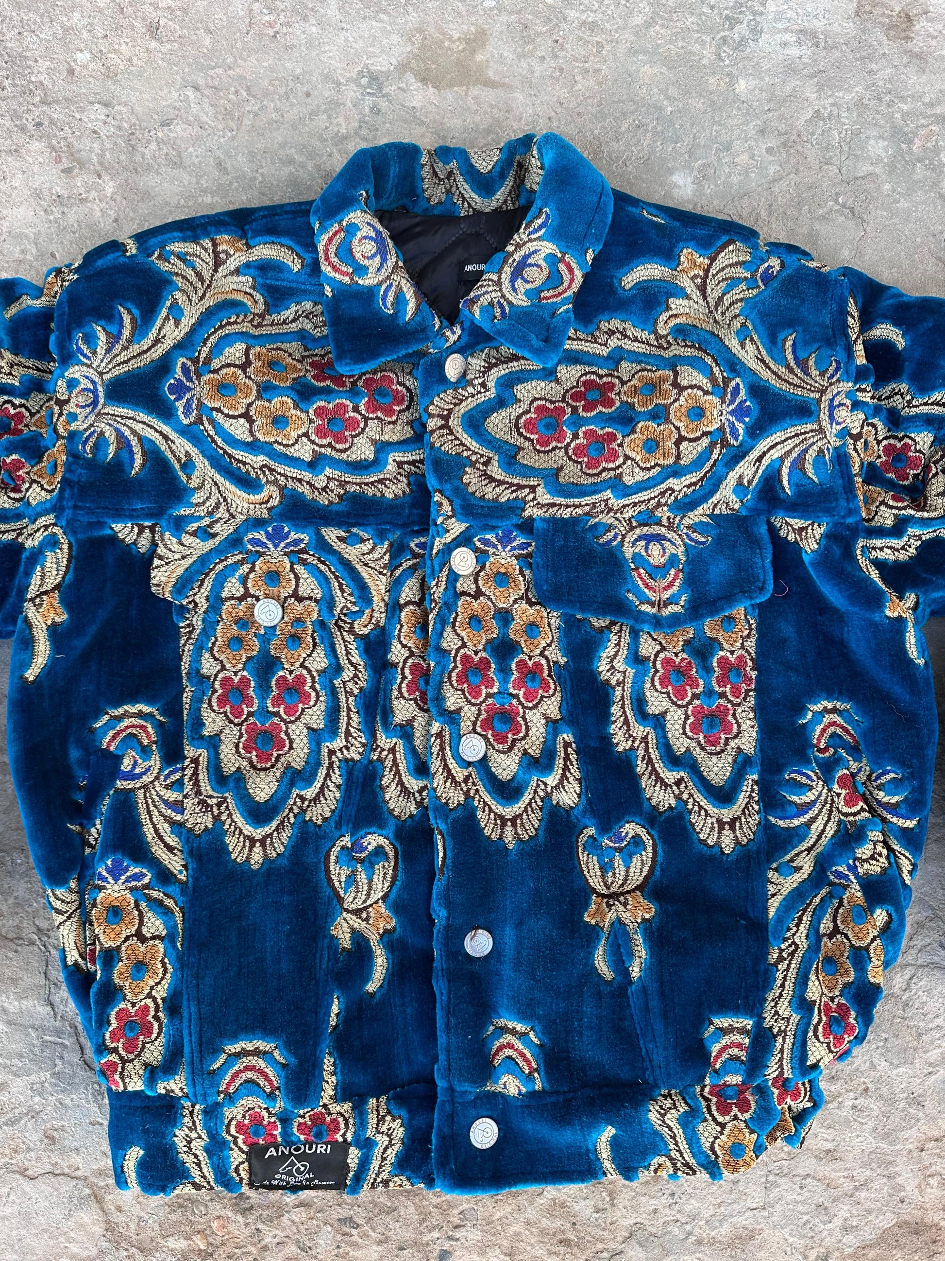 Moroccan hand made blue with unique design carpet Jacket UNISEX